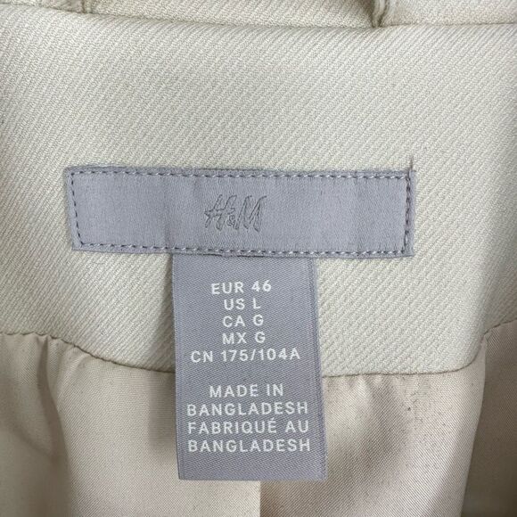 H&M Womens L Cream Oversized Blazer Structured One Button Minimalist Old Money - Picture 2 of 16